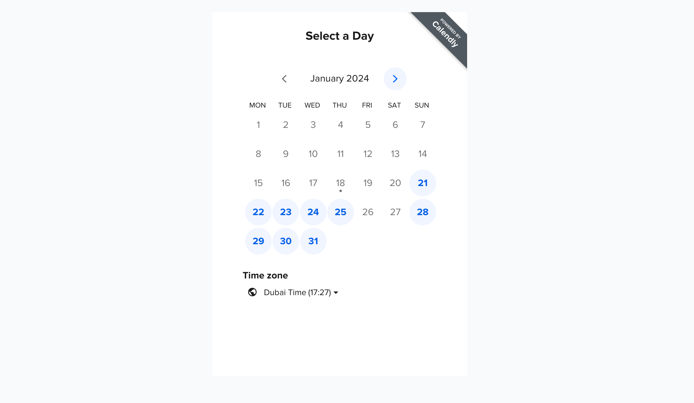 تقويم Calendly لاختيار يوم الاستشارة