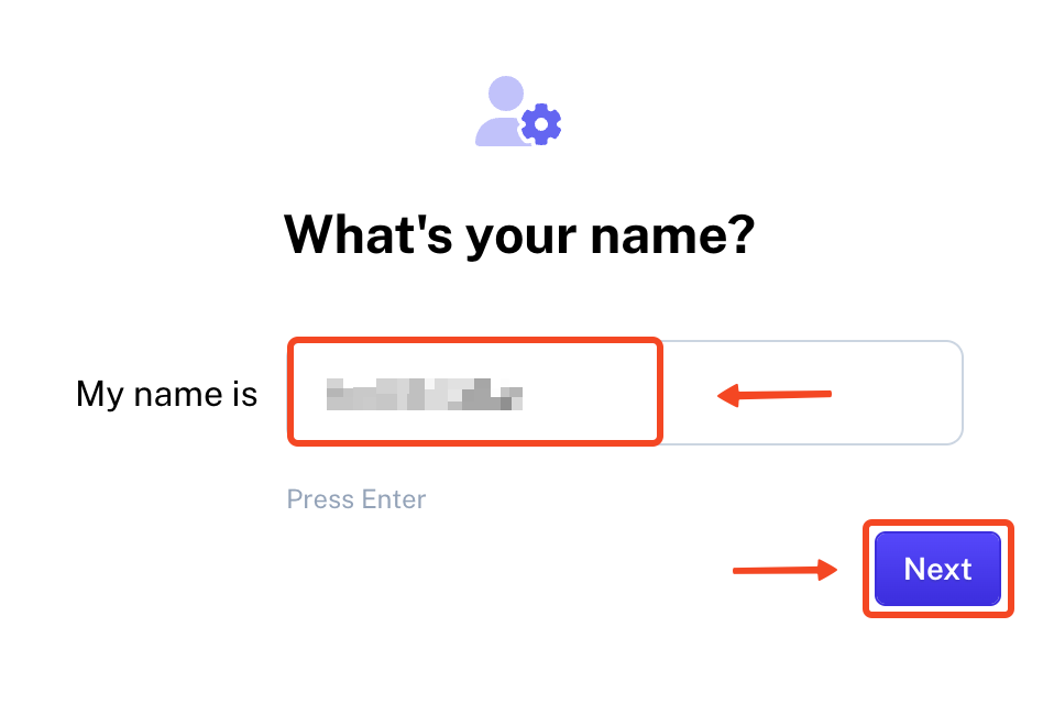 The full name field and the Next button