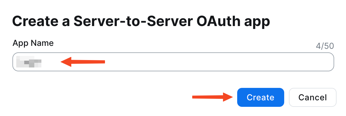 The App Name field and the Create button