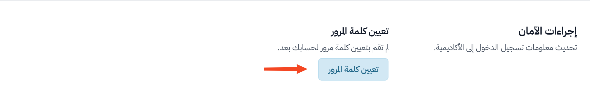 The Security section and the Set password button