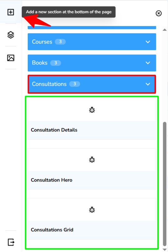 The consultation display designs in the Consultations section